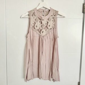 Gentle Fawn Pale Pink Sleeveless Top with Lace Detail